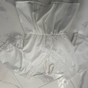 Elegant White Lace Trim Sleepwear